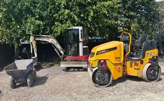Compacting hardcore with wacker plate in Dudley groundwork