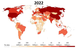 Carte des émissions cumulées de CO2 depuis 1750 par pays en 2022