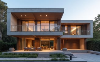 a modern house with a pool and a swimming pool