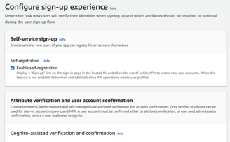 configure user sign up for cognito user pool