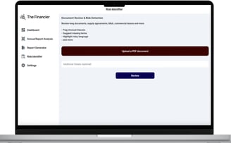 risk identifier feature of the financier web app displayed on a laptop screen