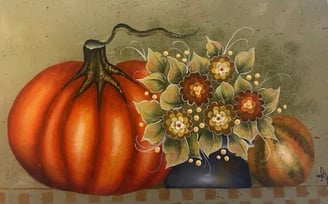 Sandy DeAngelo, A Box of Fall Joy, Acrylic Painting, Pumpkins