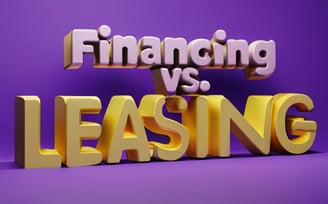 A sign that says: "financing vs. leasing"