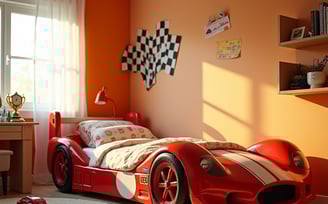 Ferrari red racing car bed, Amazon Affiliate Link.