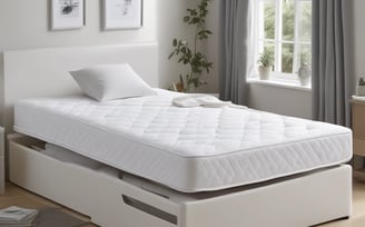 A cozy bedroom features a large bed with white and floral bedding, flanked by two wooden nightstands topped with matching lamps. A wooden dresser with ornate details sits against a light-colored paneled wall, and a painting hangs above it. The room is softly lit, with a white door on one side.