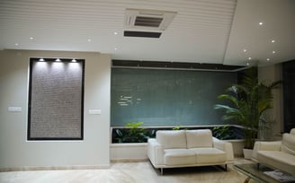 Relaxing lounge space with plush sofas