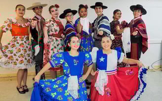 a group of people in chilean style costumes