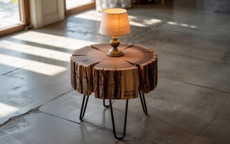a table with a lamp on it