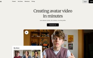 Humva Ai webpage of creating avatar video in minutes