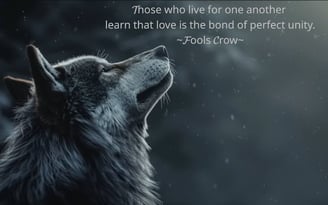 wolf with nose upturned into the falling snow