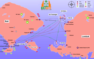 bali gili lombok route map