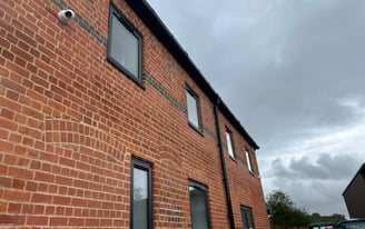 row of windows on a business in malvern cleaned by keystones property care