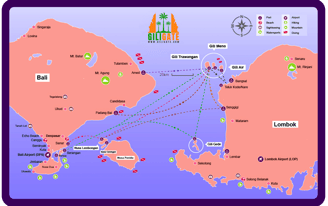 bali gili lombok route map
