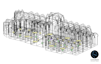 découpe schématique de cathédrale de clermont-ferrand pour l'étude acoustique