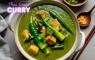 A plate of Thai Green Curry, Thai Gaeng Kew Wan