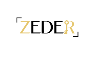 Zeder logo with a key on the R