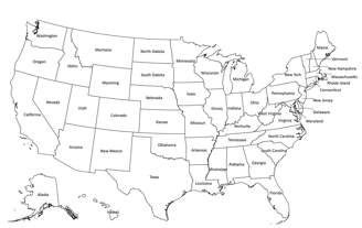 a map of the united states of america with the states labeled in the states