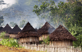 Casas tradicionales en Papúa Nueva Guinea