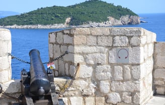 One of many canons along the Dubrovnik, Croatia walls