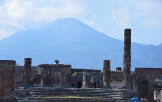 Pompeii, Italy with Mt. Vesuvius in the background