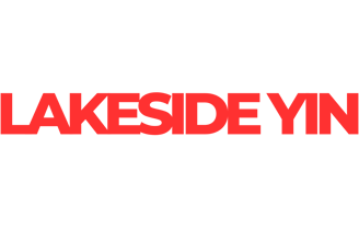 Lakeside Yin business name logo in bold, modern typography, symbolizing mindfulness, balance, and the calm essence of yoga