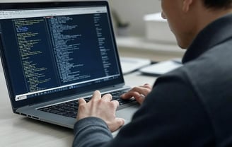 a man sitting at a desk with a laptop computer