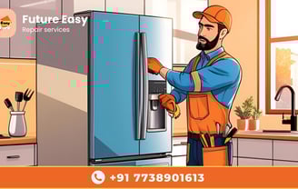 a man in a kitchen repairing the refrigerator