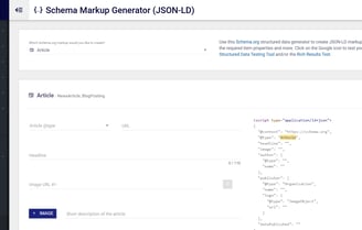 Screenshot of Merkle's Schema Markup Generator