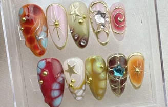 Hand drawn nails, Gift Nails, custom press on nails, hand made Press on Nails, Faux Acrylic Nails, Gel Nails, Press on Nails