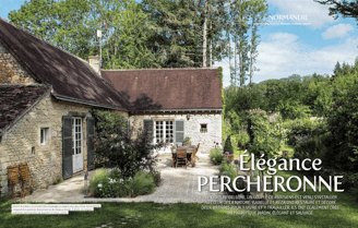 a house with a large garden and a patio area, normandy, French cottage, le Perche