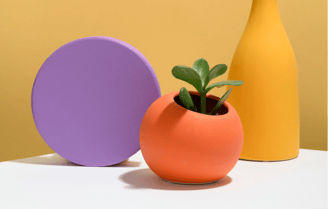 a vase with a plant in it and a vase with a plant in it