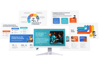 a computer monitor screen displaying powerpoint slides of a presentation
