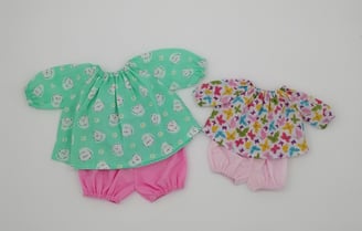Two dolls outfits peasant tops and bloomers