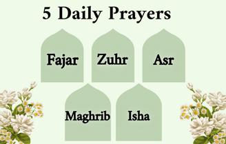 5 Daily Prayers of Islam Fajar Zuhr Asr Maghrib Isha