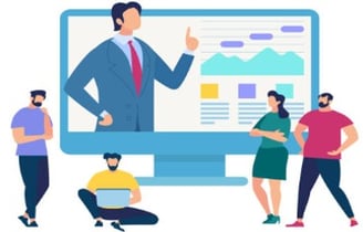 Image showing a man highlighting the value statement to students.