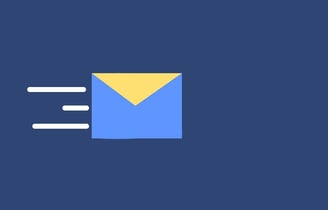 A minimalistic image of an envelope with lines depicting motion, representing email communication.