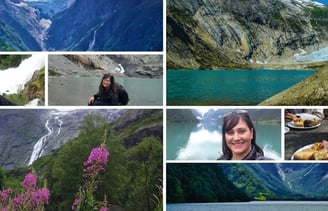 Diversas fotos da autora no Glaciar Briksdal, Olden, Noruega.