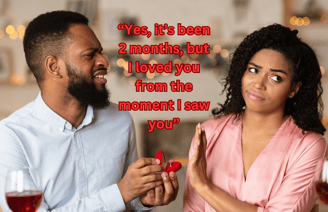 A man proposing to a woman
