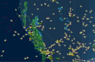 FlightAware screenshot from Dec2023. For sample image on WeatherSources real time weather page.