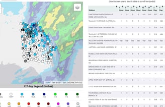 USGS state of GA rain guage network screen shot from Dec2023. For WeatherSources real time page.