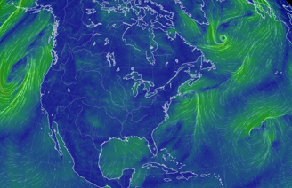 Screen shot from Dec2023 Earth Null School showing computer program represented wind direction and speed visual tool. 