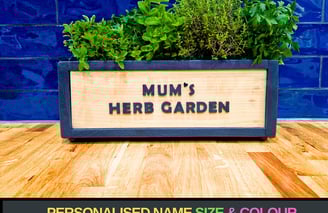 personalised planter box for herbs made from wood