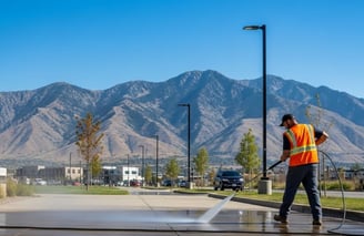 Before and after pressure washing sidwalk in Salt Lake City, UT by PEAKWASH