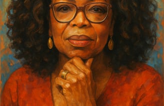 Portrait of Oprah Winfrey symbolizing emotional strength and personal transformation