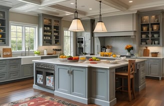 KItchen wiith Multifunctional Islands and Breakfast Counters