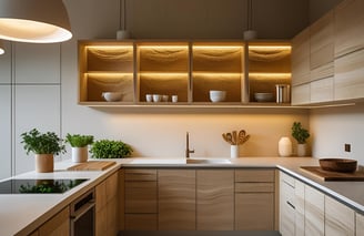 Open Shelving and Floating Cabinets in New Kitchen Design