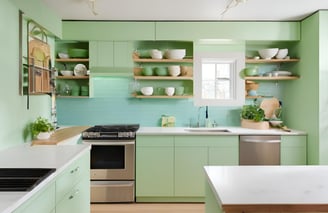 Pista Green Kitchen Cabinet