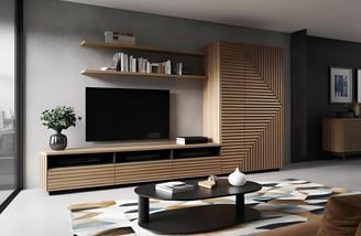 Abstract L-Shaped TV Cabinet