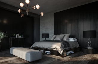 Black and Grey Wall Colour for Bedroom