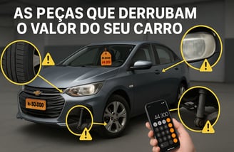 Imagem de um Chevrolet Onix 2020 em bom estado visual, estacionado em local neutro, com destaques gr